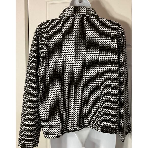 Liz Claiborne 100% Cotton Black White Long Sleeve 2 Front Pockets Jacket S - Picture 4 of 7